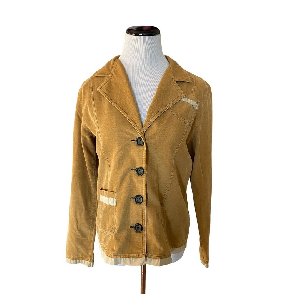 Vintage Y2K Solitaire Women's Corduroy Blazer Size M Camel Academia Indie Sleaze - Picture 2 of 12
